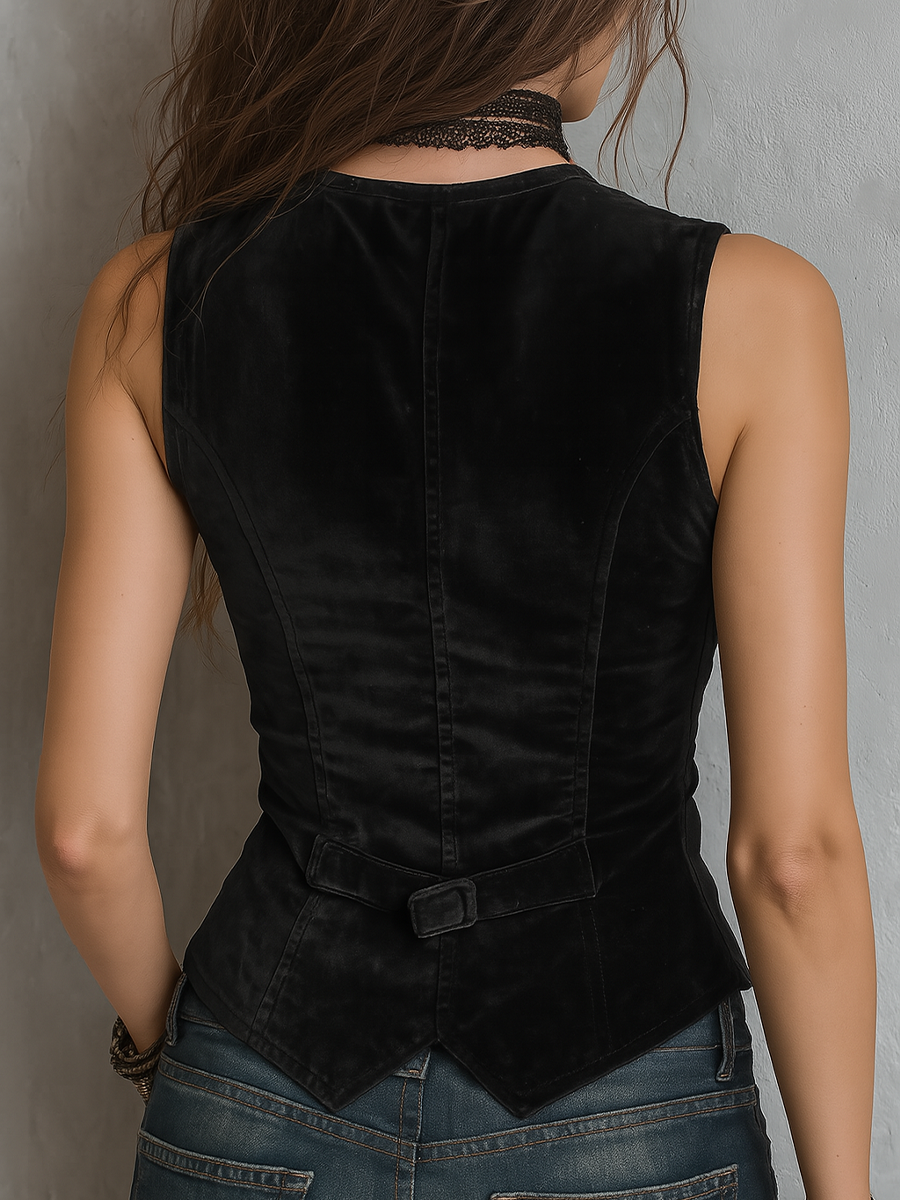 Lorena · Gilet en Velours Col en V