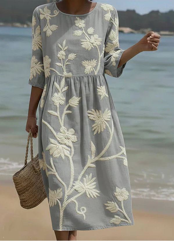 Ashley | Midi Robe à Imprimé Floral et Végétal