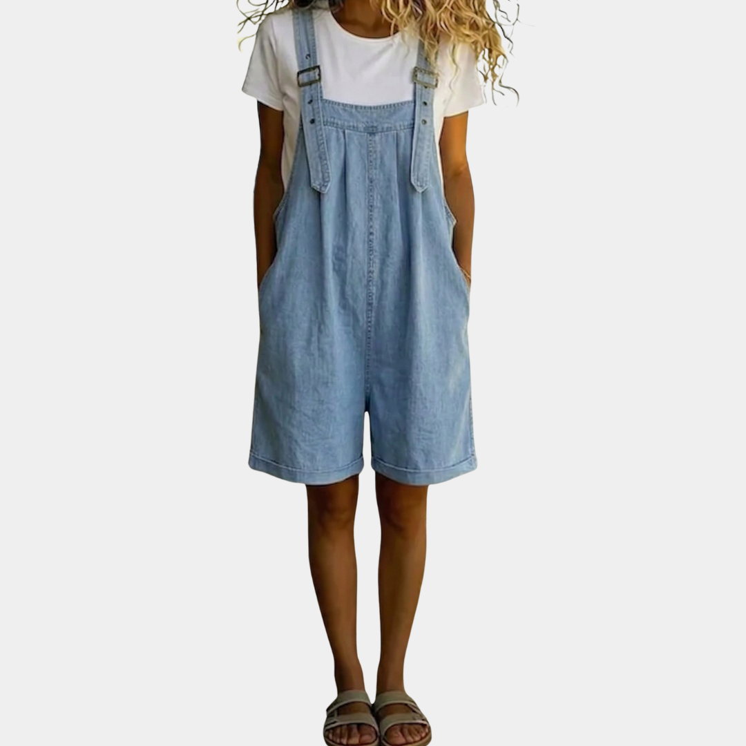 Saylor - Salopette en denim doux lavé vintage bleu clair