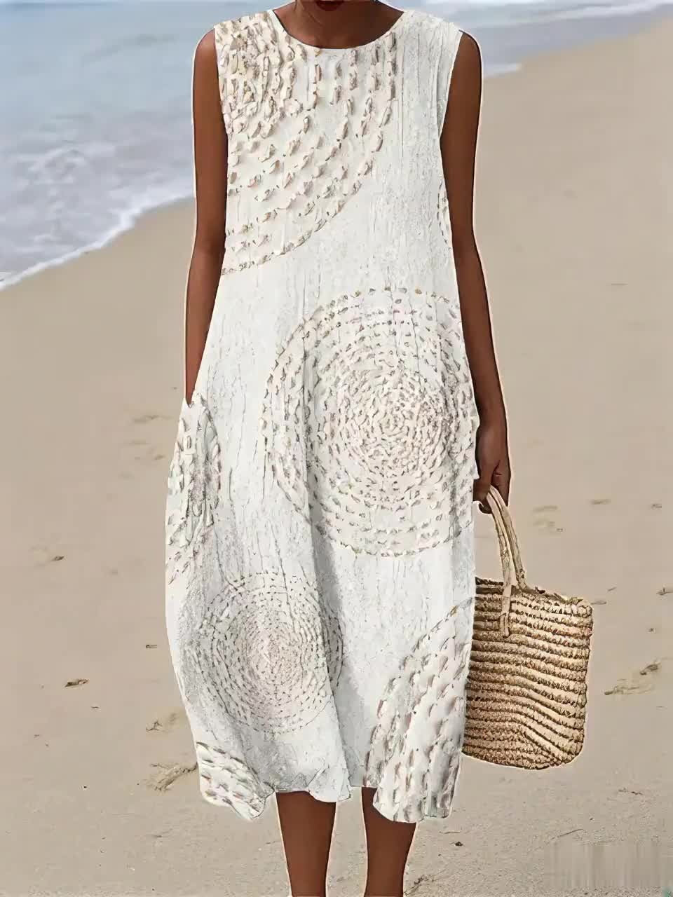 Robe sans manches à imprimé géométrique bohème